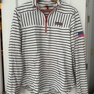 Striped Quarter-Zip Pullover with Flag Patch